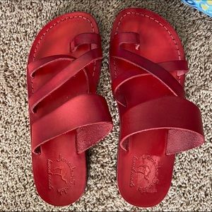 Red Jerusalem Sandals “The Good Shepherd”